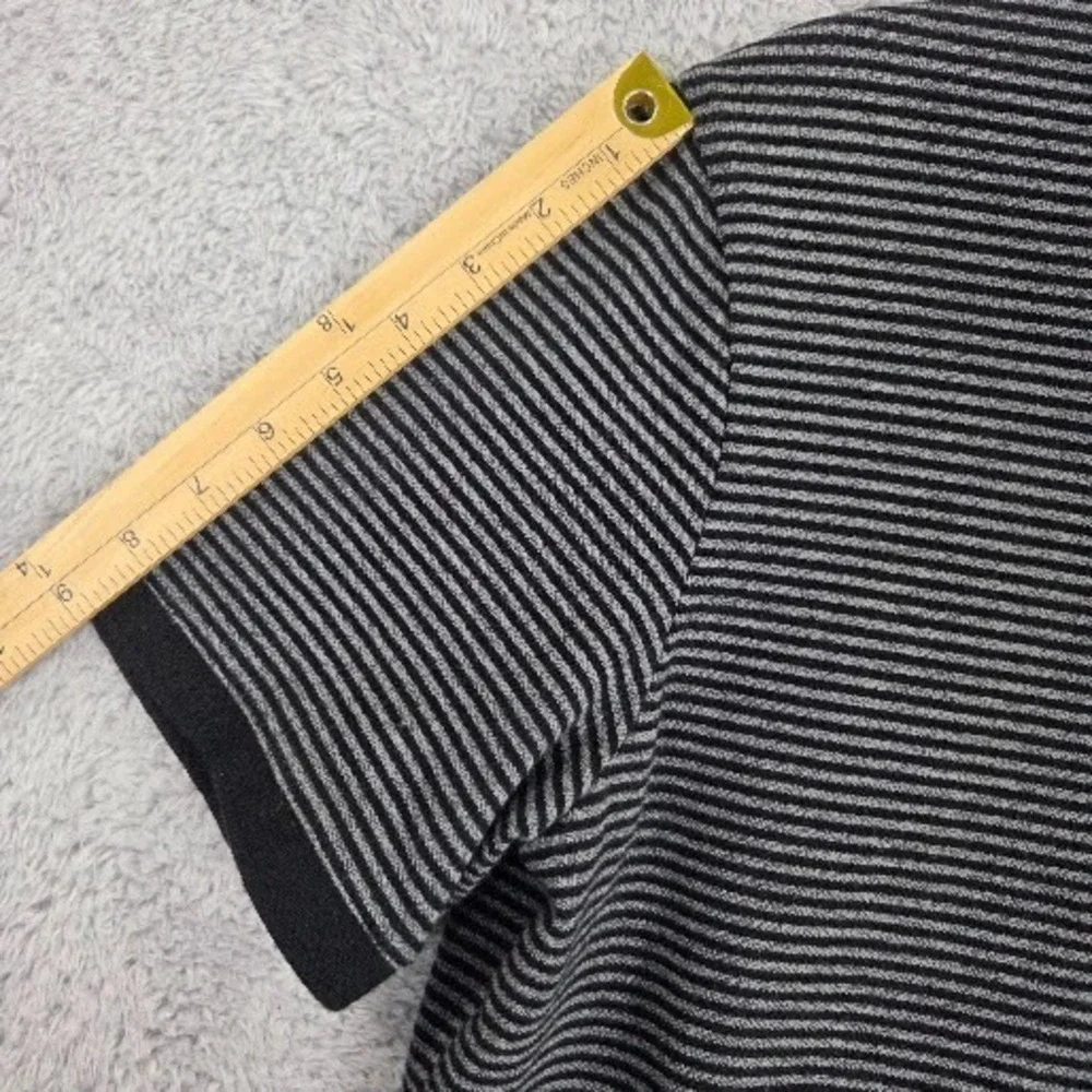 Banana Republic Polo Shirt Men's Large Gray Black‎ Striped Casual Cotton Classic
